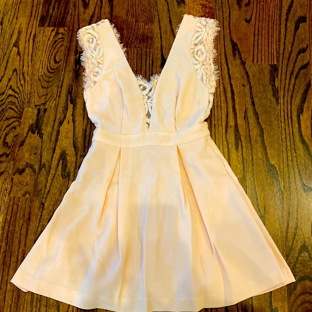 Light pink BCBG lace detail dress